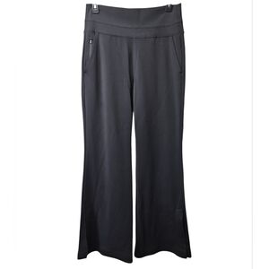 Athleta Black High Rise Wide Leg Pants Slit Hems Sz Small Womens